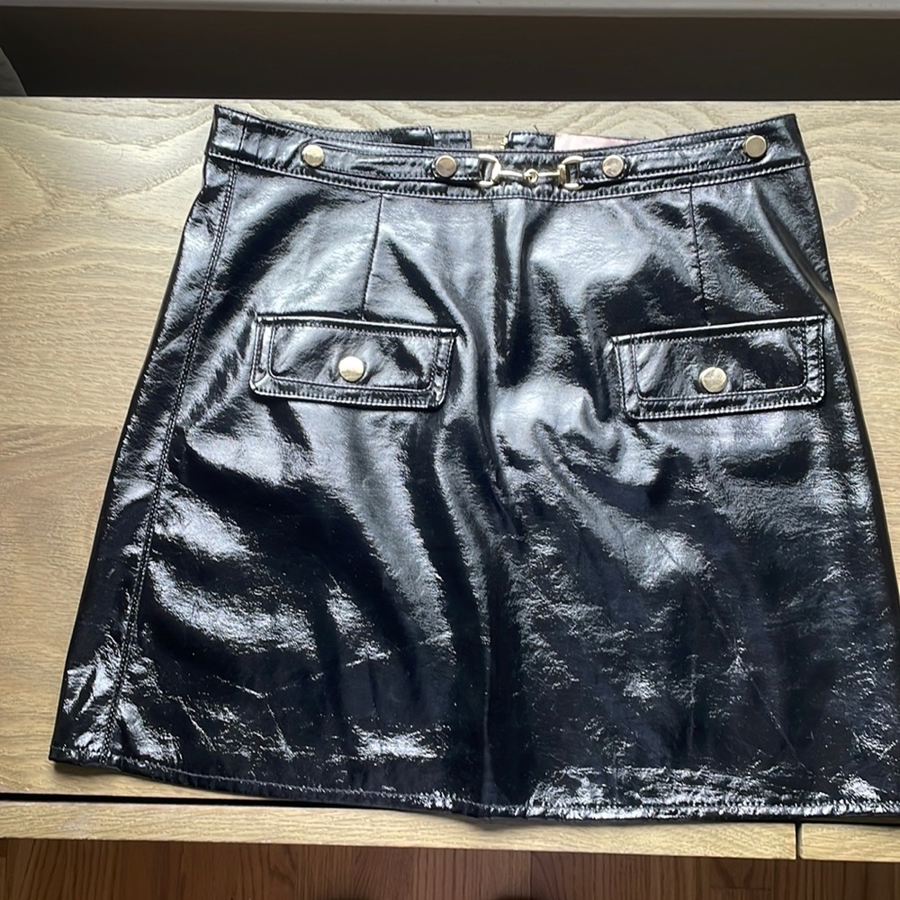 ELSA faux leather mini skirt gold accents